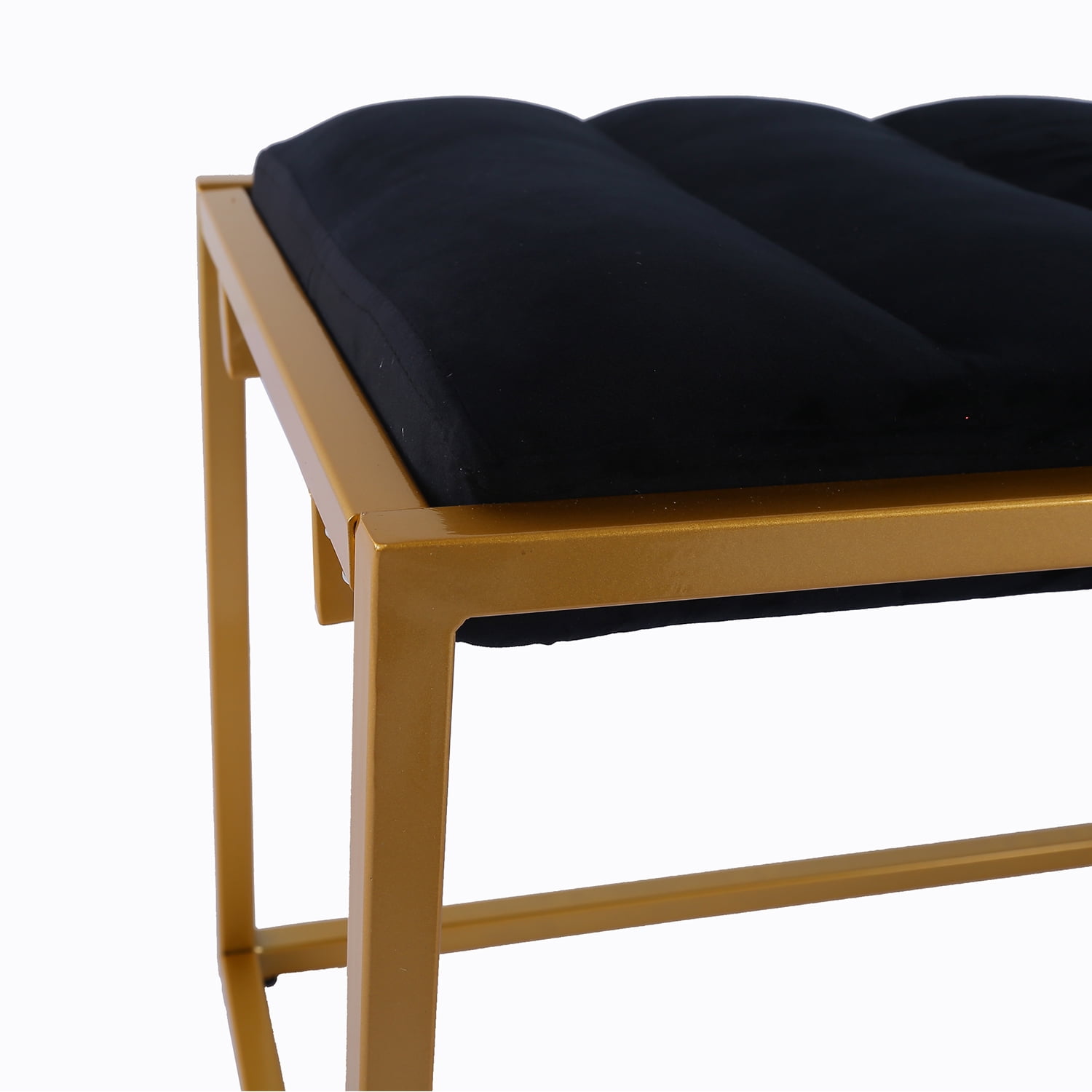 Kadyn Rectangular Velvet Ottoman, Modern Velvet Bench Ottoman with Metal Base, Upholstered Metal Tufted Footstool Bench for Bedroom, Black Kadyn Rectangular Velvet Ottoman, Modern Velvet Bench Ottoman with Metal Base, Upholstered Metal Tufted Footstool Bench for Bedroom, Black