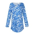 thumbnail image 4 of Sakmal Womens Tops Casual Long Sleeve Blue Crew Neck Floral Tunic Womens Shirts Clearance, 4 of 5