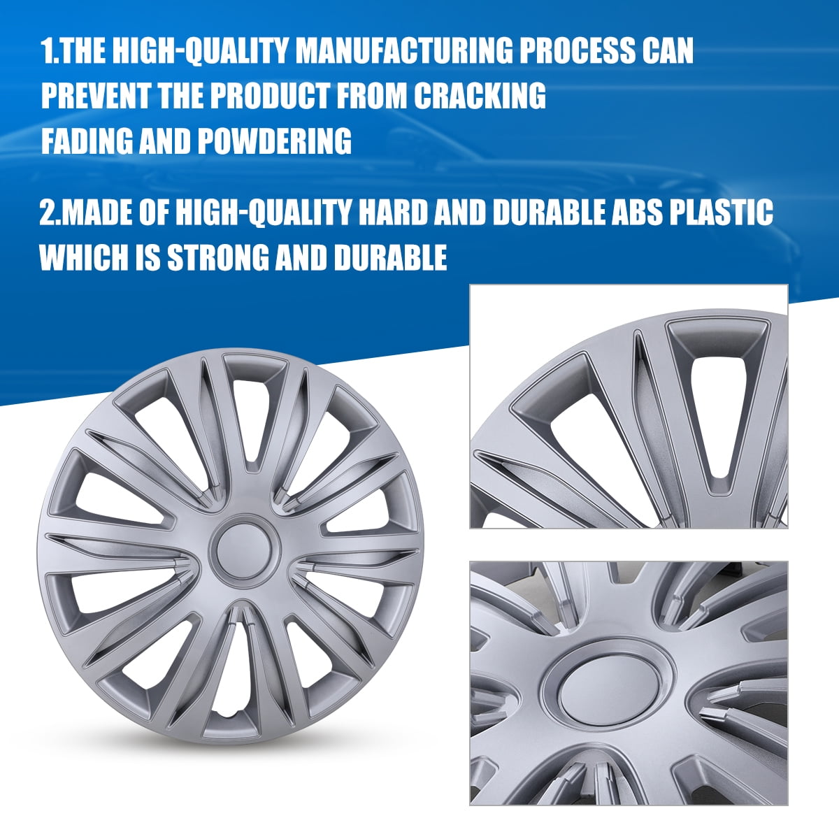 (Set Of 4) 14" Universal Hubcaps,Wheel Rims Cover R14 Hubcaps,Snap On Car Pickup Truck SUV,Wheel Covers,ABS&PC Material,Lacquer