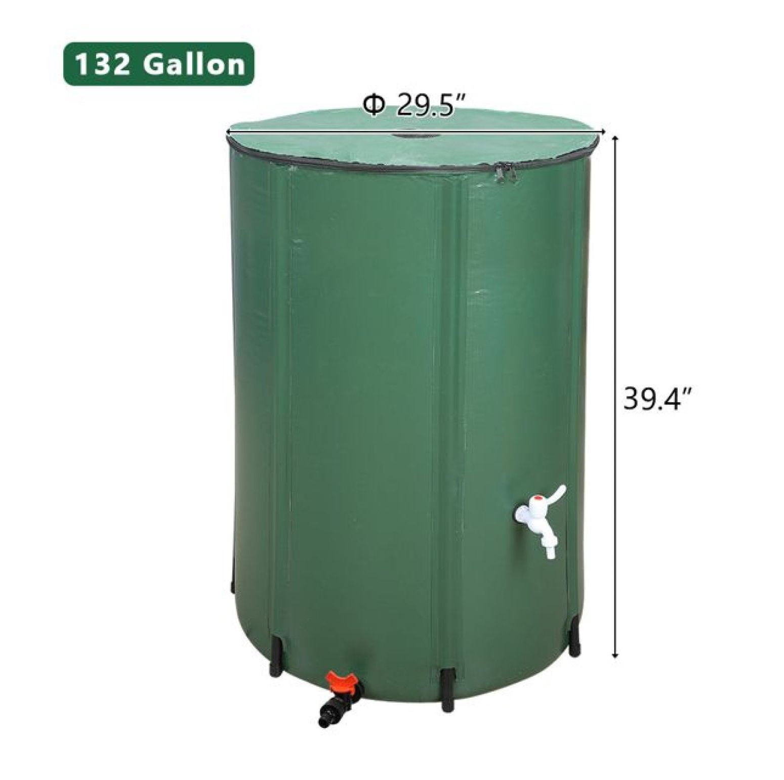 132 Gallon Rain Barrel Folding Water Collector - Green - Portable Rainwater Tank for Garden, Plants & Outdoor Use with Mesh Cover & Tap