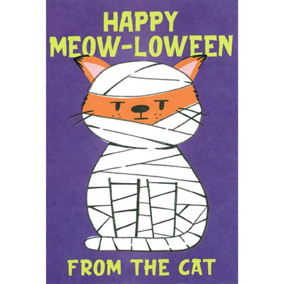 Recycled Paper Greetings Mummy Cat Meow Loween Cute Halloween Card from Cat