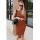 thumbnail image 4 of Vestido PRETTYGARDEN Bodycon Midi sin Mangas en Rojo Ladrillo XL, 4 of 7