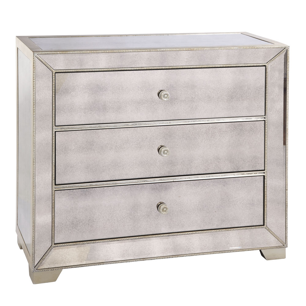 Bassett Murano 3 Drawer Hall Chest in Antique Mirror