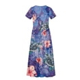 thumbnail image 6 of Uourmeti Girls Summer Maxi Dresses Crew Neck Short Sleeve Casual Flowy Tiered Long Dress with Pockets (Sea Turtle Flower), Size 11-12 Years, 6 of 7