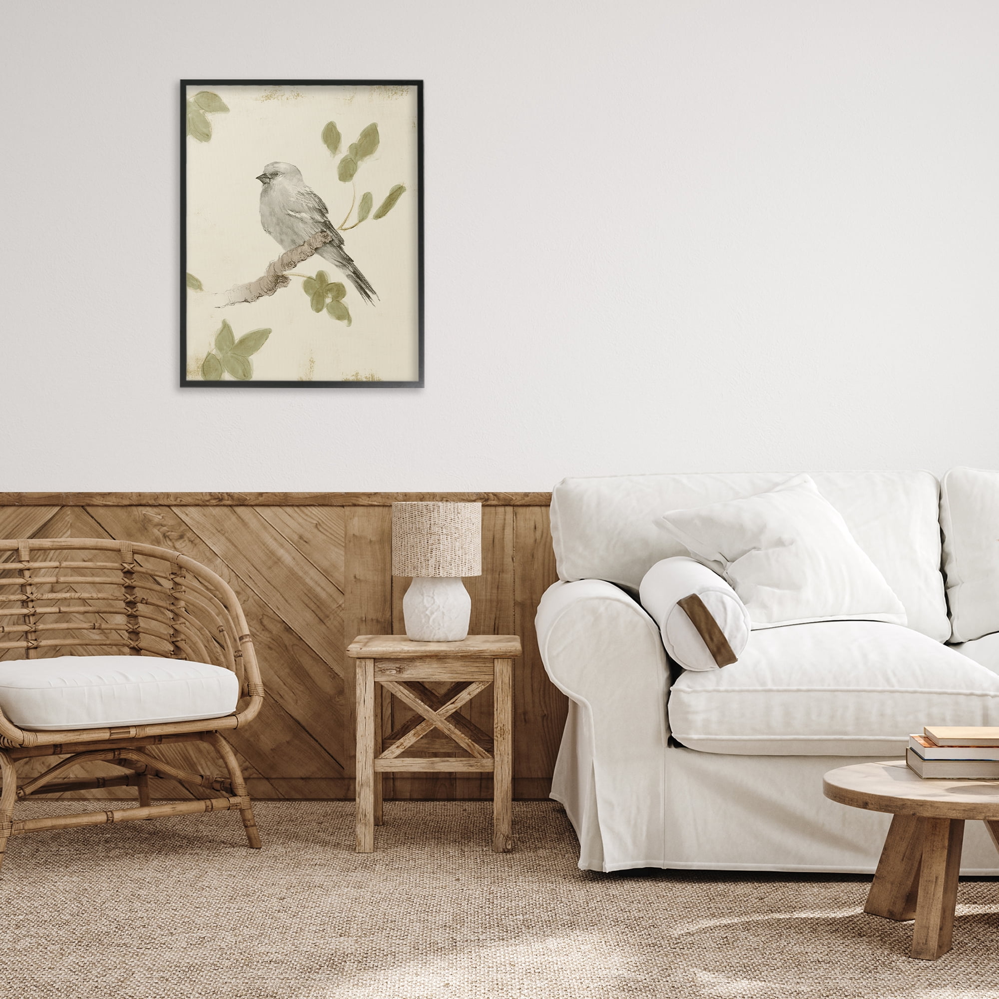 Stupell Industries Bird Scene on Neutral Black Framed Giclee Art, design by Lanie Loreth