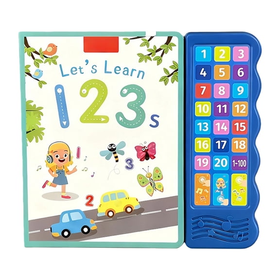 English Number Reading Book Finger Touch Audio Toy for Early Learning Number Recognition 1-20 with Vocabulary for 2-5 Years Interactive Sound Book
