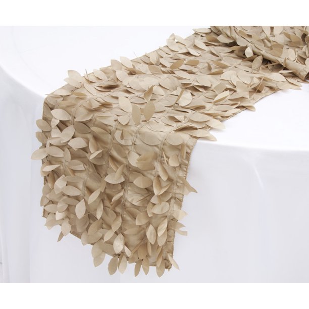 Leaf Petal Taffeta Table Runner Approx 13"x108" Champagne Walmart