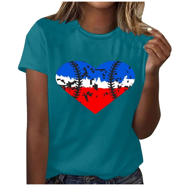 Blusa informal de manga corta con cuello redondo y estampado suelto de verano para mujer con estilo OAVQHLG3B Store lin121212
