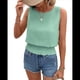 thumbnail image 2 of Tops Cortos de Cuello Redondo para Mujer, Lindos Tops de Verano Sin Mangas con Fruncido Verde L, 2 of 9