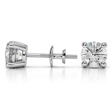 4 Ct Round Cut Moissanite Stud Earrings – Solid 14K White Gold, Screw Back (D/VVS1)