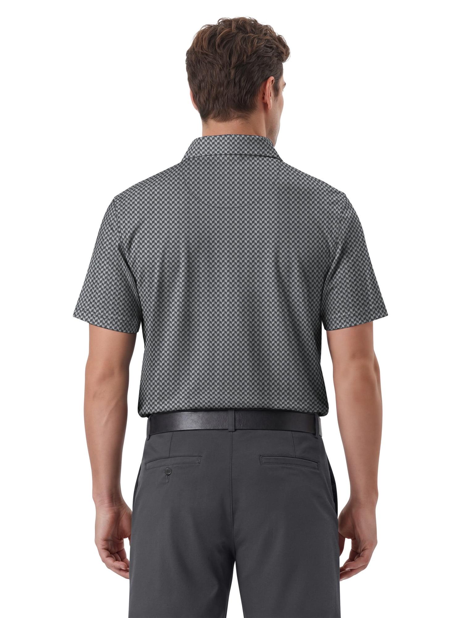 Ben Hogan Performance Men's & Big Men's Herringbone Print Short Sleeve Golf Polo Shirt, Sizes S-4XLT