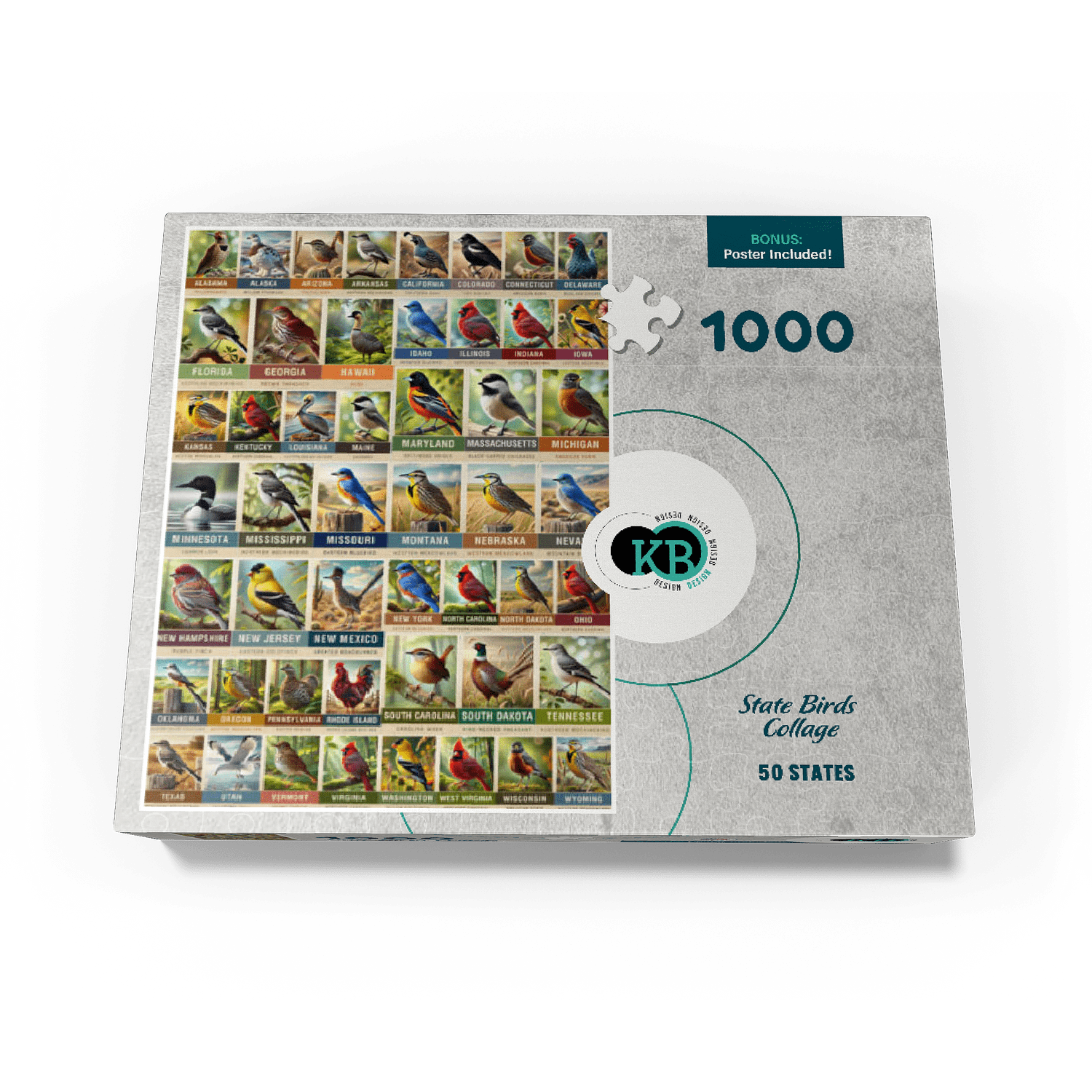 MyPuzzle - State Birds Series: 50 State Birds Collage, Vol.1 - Premium 1000 Piece Jigsaw Puzzle for Adults