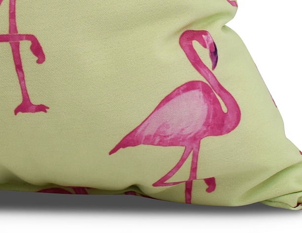 Simply Daisy, 26 x 26 inch, Flamingo Fanfare Martini Animal Print Pillow, Light Green