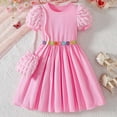 thumbnail image 2 of Xmyrz Toddler Girls' Dresses Vacation Dresses Striped Cosie Loose Outdoor Puff Short Sleeve Casual Dresses Going Out Dresses Cute Dresses, 2 of 9