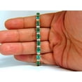 thumbnail image 3 of 14.26ct bright vivid green natural emerald diamonds tennis bracelet 14kt, 3 of 4