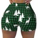 thumbnail image 2 of Balery Christmas tree green plaid Pantalones cortos de entrenamiento estampados para mujer, sin costuras, ajustados, para gimnasio, yoga, correr, deportes, ejercicio activo, fitness.-X-Large, 2 of 8