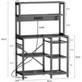 thumbnail image 3 of Bakers Rack with Power Outlet, 35.4 Inches Coffee Bar with Wire Basket, Kitchen Microwave Stand with 6 S-Shaped Hooks, Open Storage Shelves, 3 of 16