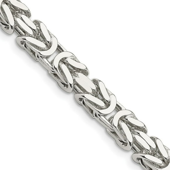 Diamond2Deal 925 Sterling Silver 7.5 mm Byzantine Chain Necklace for Mens 24"