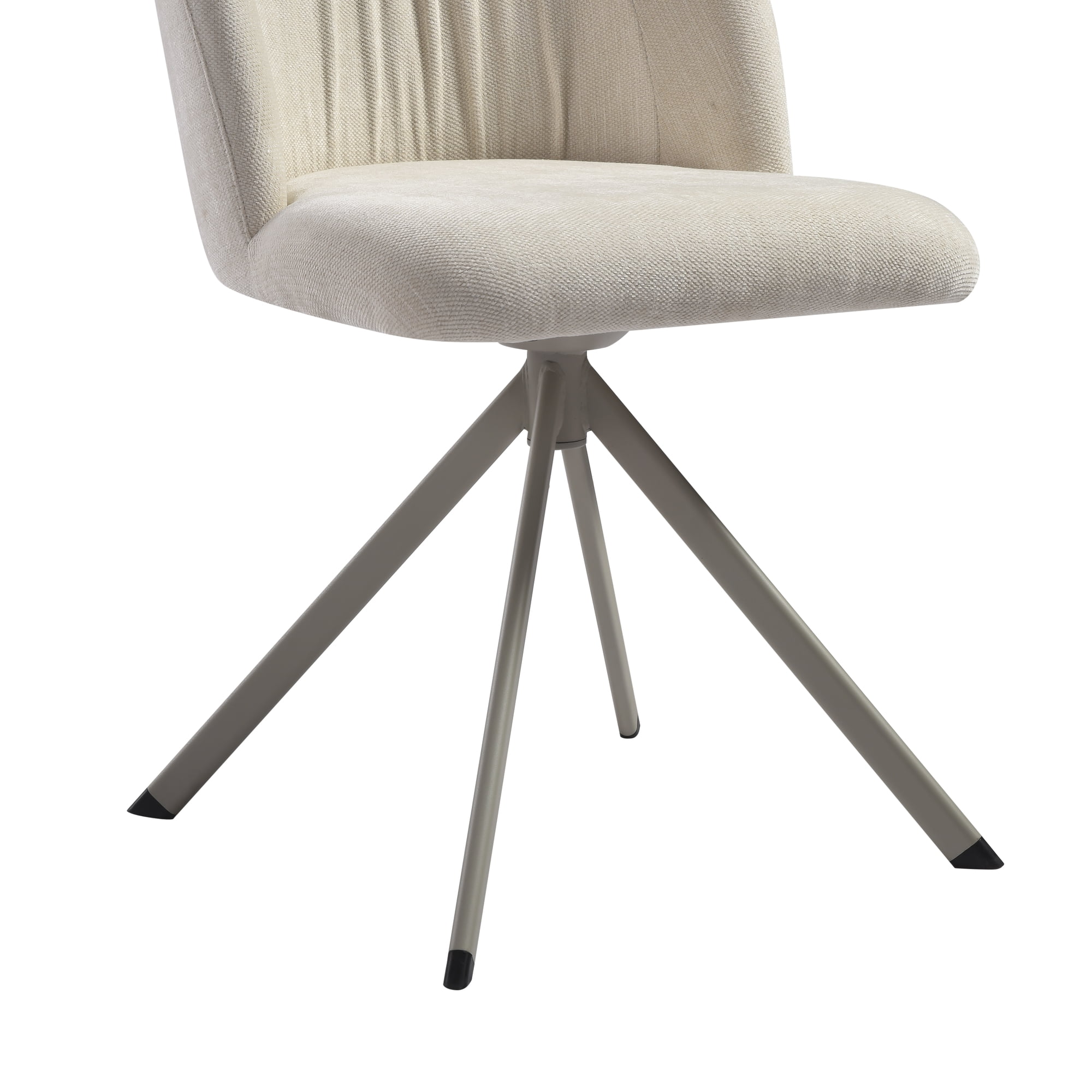 Hallie Contemporary Swivel Curved Back Cream Upholstered Dining Chair - Set of 2