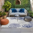 thumbnail image 2 of Blue White Outdoor Rug for Patio/Deck/Porch, Non-Slip Large Area Rug 5 x 8 Ft, Abstract Grey Chrysanthemum Flower Floral Indoor Outdoor Rugs Washable Area Rugs, Reversible Camping Rug Carpet Runner, 2 of 8