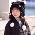 thumbnail image 6 of 2-8 Years Kids Winter Knit Cat Ear Beanie with Stripes, Cute Warm Hat for Boys Girls, 6 of 8