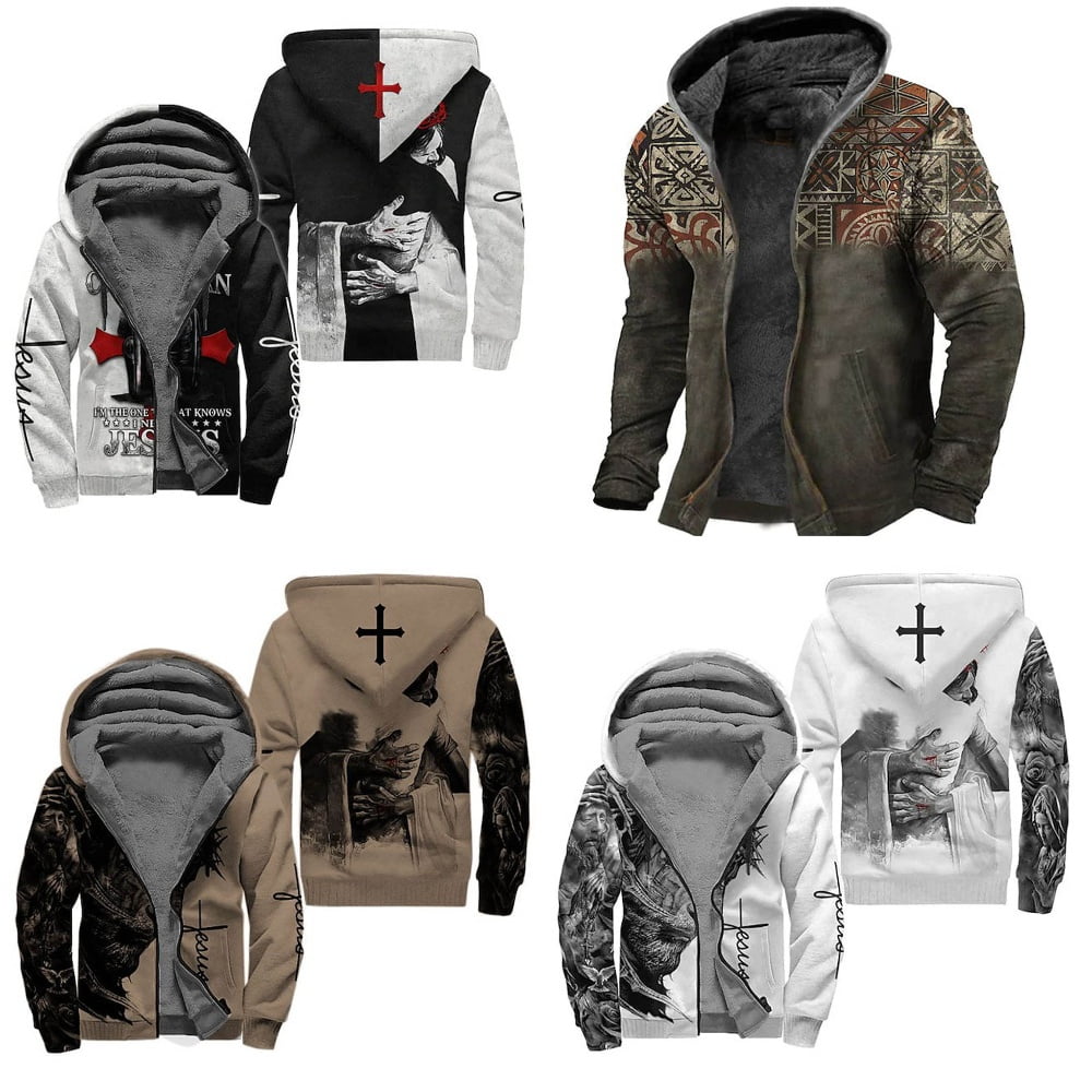 Mens Big And Tall Heavy Sherpa Fleece Zip Up Jacket With Hood