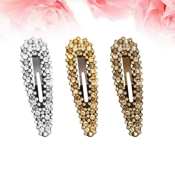 Raindrops 3Pcs Rhinestone Hair Clip Metal For Women Sparkly Party Hair Clips