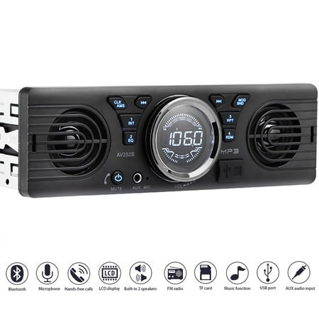 Polarlander Car Audio Stereo Built-in 2 Speakers Car Radio 1 Din FM USB SD Aux Dash MP3 Player
