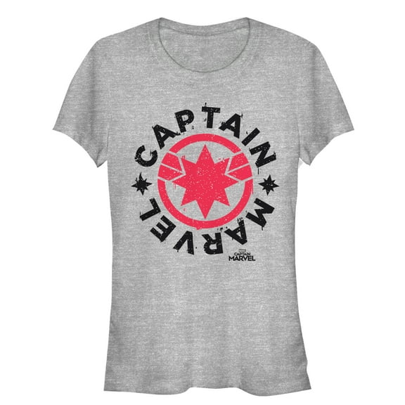 Junior's Marvel Captain Marvel Star Symbol Circle  Graphic Tee Athletic Heather Small