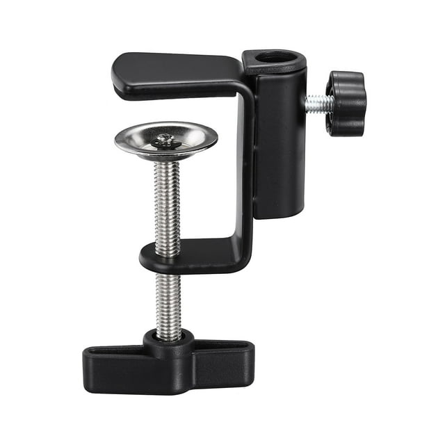 Uxcell 1Pcs C-Shape Desk Table Clamps Universal Mount Stand Adjustable Adapter C-Clamp for Microphone Lamps Stand Accessories, Negro