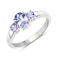 thumbnail image 2 of Mooneye Three Stone 7x5mm Oval Shape Tanzanite 925 Sterling Silver Women Mother's Day Gift Ring, 2 of 3