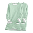 thumbnail image 3 of Feancey 2PC Womens Fleece Sweatshirt Winter Warm Crewneck Sherpa Lined Shirts Long Sleeve Casual Fuzzy Pullover Comfy Warm Loungewear Thermal Tops with Pockets Green L, 3 of 4