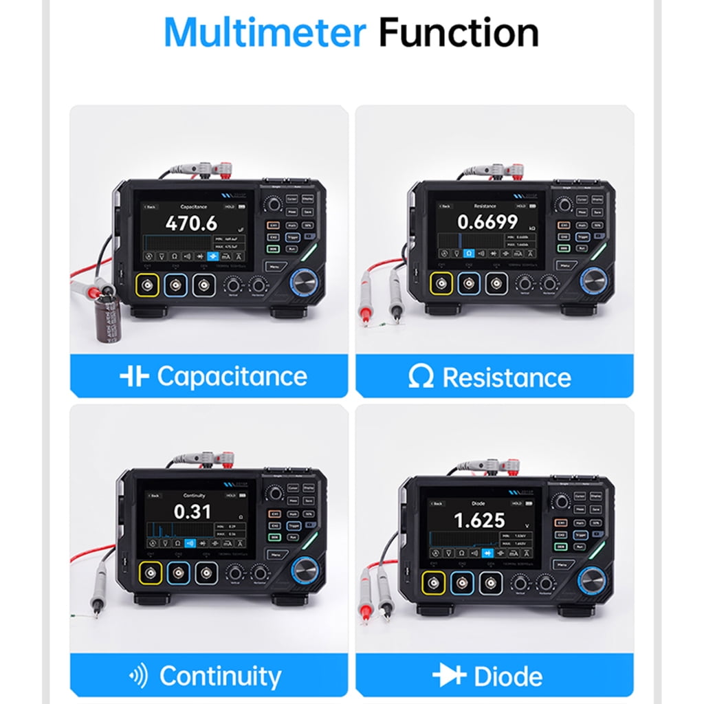 Zeiwohndc Digital Oscilloscope 4.5 Digit Multimeter Build in Signal Generator Portable ABS Design