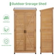 thumbnail image 5 of 68''x33''x20'' Outdoor Wooden Storage Shed with Metal Top Tall Vertical Tool Cabinet for Backyard Garden Patio Lawn (Gold), 5 of 8