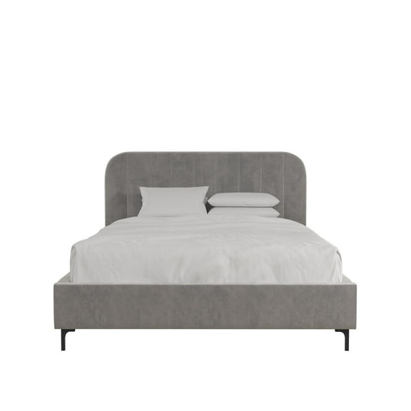 DHP Callie Upholstered Platform Bed, Queen, Light Gray Velvet