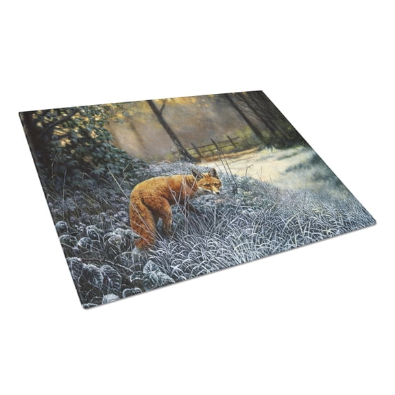 Carolines Treasures BDBA0347LCB Fox on the Hunt Glass Cutting Board Large, 12H x 16W, multicolor