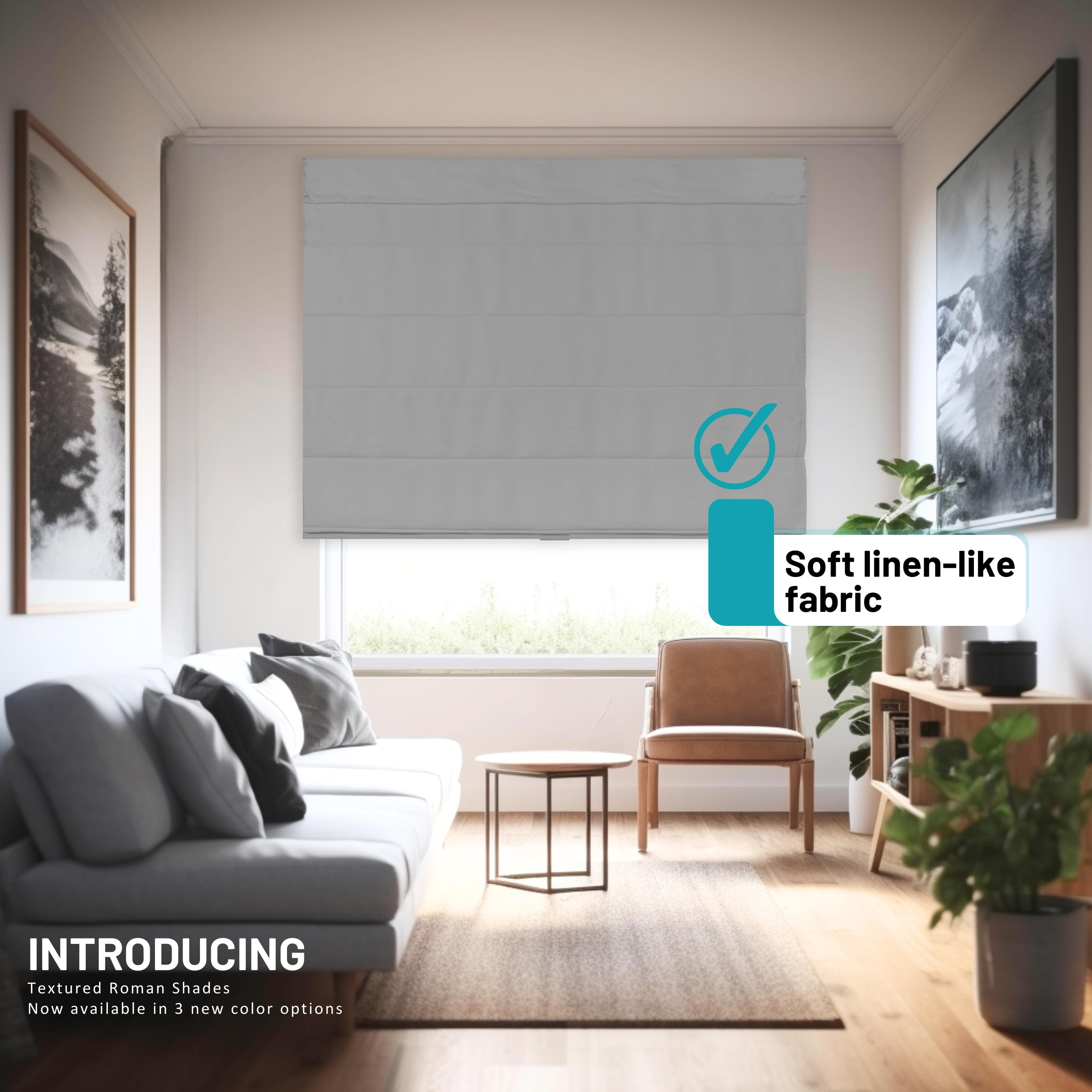 Chicology Cordless Roman Shades, Gray (Textured), 31"W X 64"H