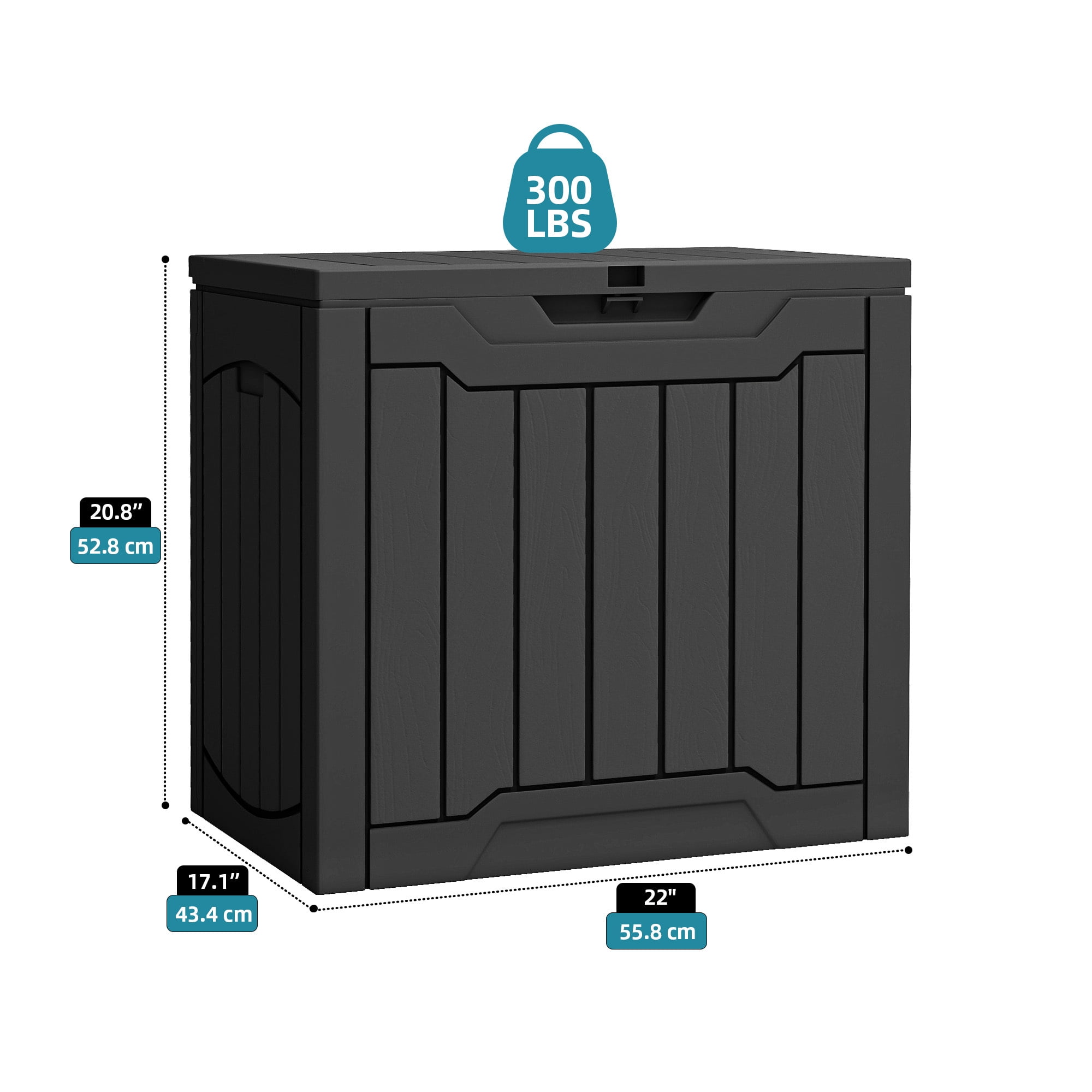 Uforic 31 Gallon Waterproof Resin Outdoor Storage Box, Lockable Deck Box & Package Delivery Box for Patio, Garden Tools & Pool Supplies, Black
