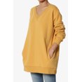 thumbnail image 3 of TheMogan Women's PLUS Oversized V-Neck Long Sleeve Pocket Fleece Sweatshirts, 3 of 7