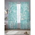 thumbnail image 2 of Summer Gradient Sheer Curtains 84 Inch Long 2 Panels, Teal Ocean Coral Coastal Light Filtering Rod Pocket Curtains, Sheer Voile Drapes for Living Room Bedroom, 52"x84", 2 of 8