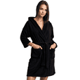 thumbnail image 5 of Elegani Women's Hooded Terry Bathrobe: Spa-Like Comfort & Style, Black S/M, 5 of 5
