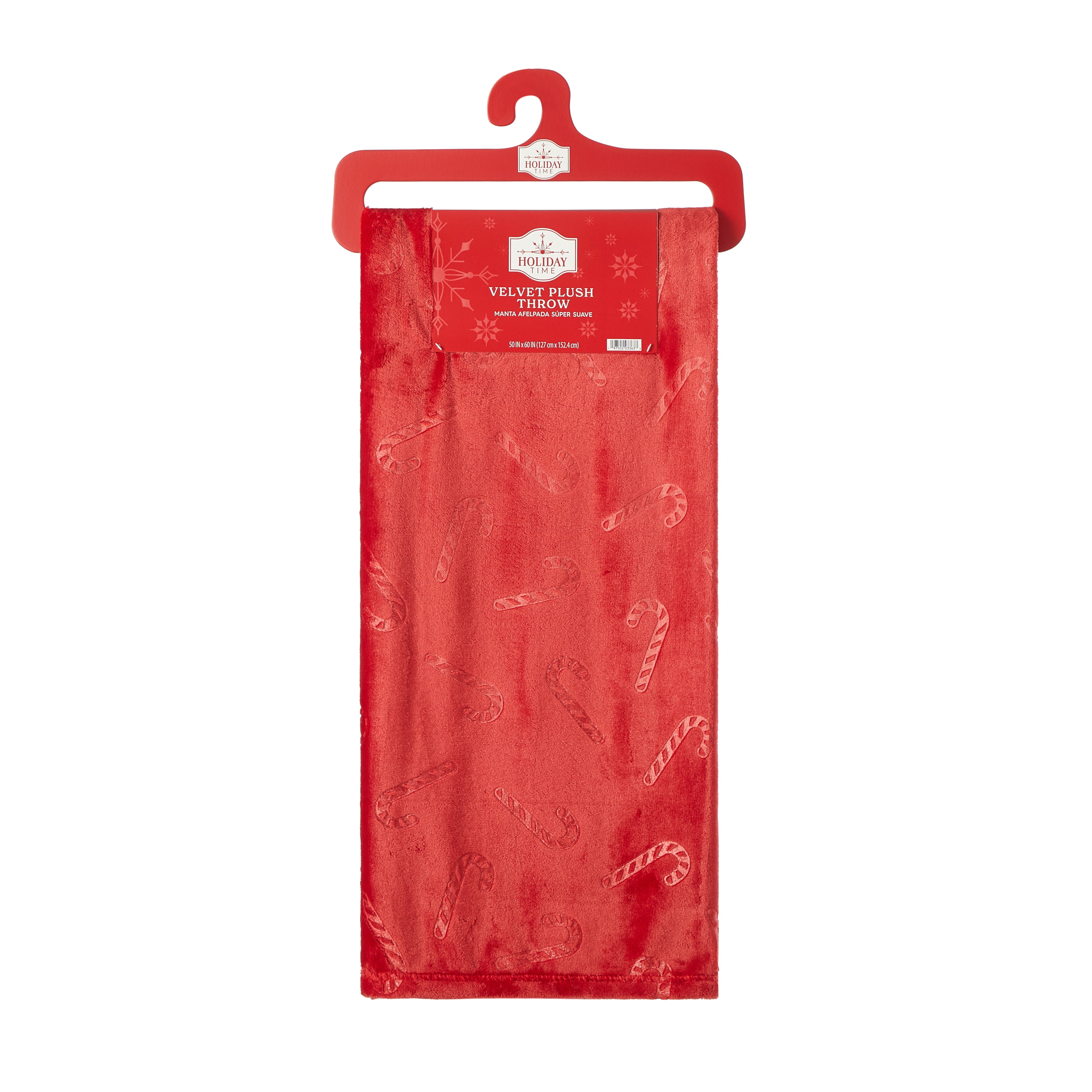 Holiday Time 50"x60" Red Candy Cane Plush Throw, All Ages