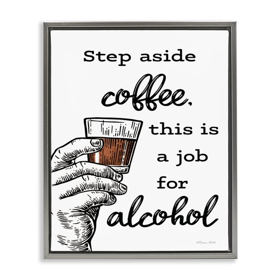 Stupell Industries Contemporary Step Aside Coffee Funny Gray Floating Frame Canvas Art, 25 x 31, by Susan Ball
