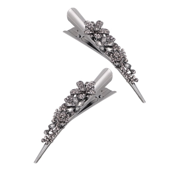NIAIZEK 2-Pack Vintage Style Crystal Hairpins for Women, Black Rhinestone Hair Barrettes, Elegant and Versatile Hair Accessories