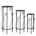 thumbnail image 4 of Topbuy 3 Pieces Metal Plant Stand Flower Pots Display Rack with Crystal Floral Design for Garden Round, 4 of 7