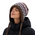 thumbnail image 4 of Winter Caps for Women Knit Vintage Print Hat with Ear Flap- Nordic Style Warm Cozy Outdoor Skiing Hat, 4 of 9