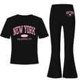 thumbnail image 5 of Amidoa Girls Summer 2 Piece Outfits Kids Print Short Sleeve and Pants Casual Clothing Sets Black Size 14, 5 of 7