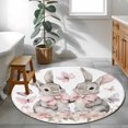thumbnail image 4 of Round Area Rug 4ft, Easter Watercolor Rabbit with Bow Non-Shedding Washable Area Rug, Spring Pink Flower Butterfly Non Slip Low-Profile Circle Rugs for Living Room, Bedroom Dining Room, 4 of 9