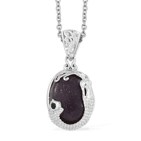 - Lepidolite Black Spinel Platinum Gift Chain Pendant Necklace for Women 20