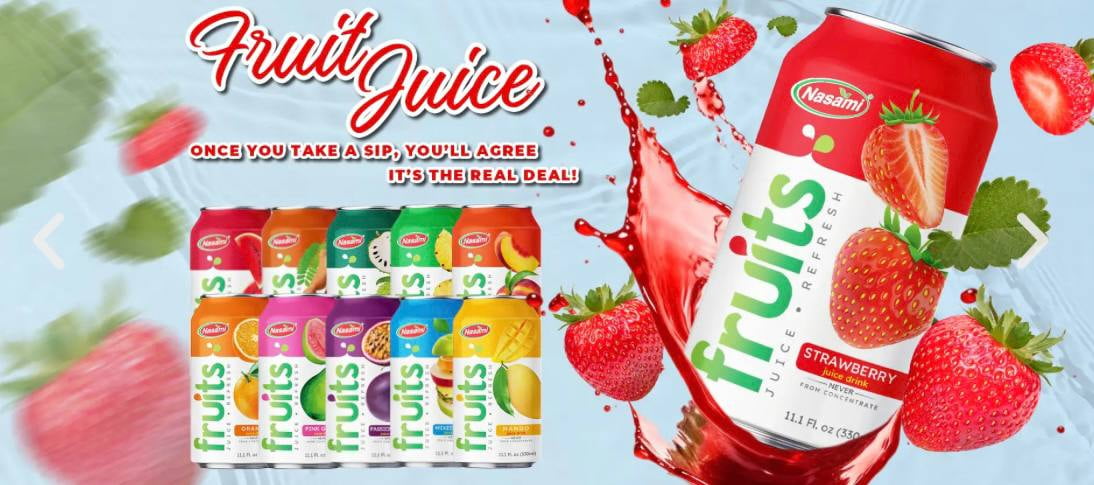 Nasami 100% Pineapple  Juice – 11.1 fl oz (330ml) Can, No Sugar Added